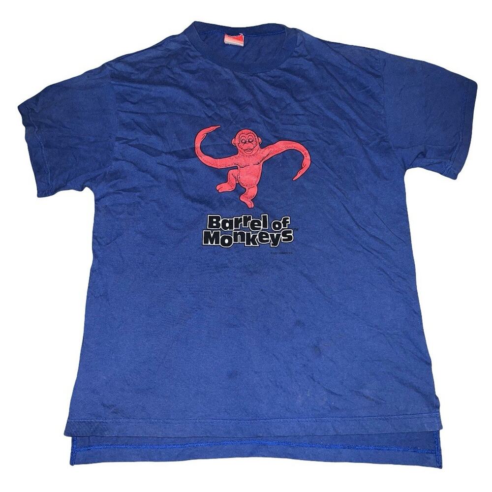 2001 Hasbro Barrel Of Monkeys Blue Shirt S/M Retro Y2K